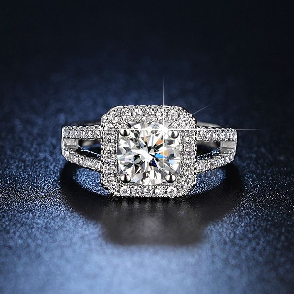 Live streaming female Korean version temperament square bag princess style one carat simulated diamond ring jewelry_ipsvogv.com