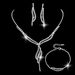 Luxury Bridal Jewelry Set - Full Diamond Necklace, Earrings & Bracelet For Wedding (3-Piece Sterling Silver Set)_ipsvogv.com