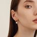 C-Shaped Pearl Earrings - Minimalist Plated Studs (Hypoallergenic Lightweight)_ipsvogv.com
