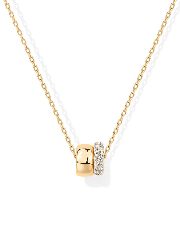Brass Real Gold Electroplating Zircon Inlaid Fashionable Double Circle Pendant Versatile Women's Necklace_ipsvogv.com