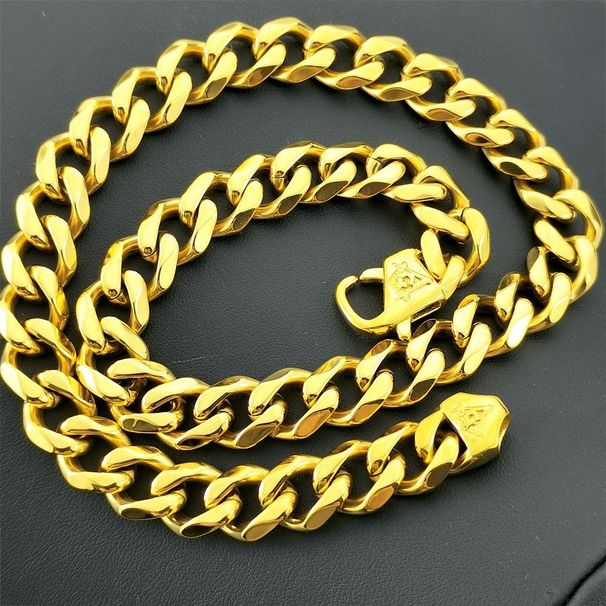 Necklace Mens Women Freemasonry Masonic Mason Stainless Steel 11mm Width Yellow_ipsvogv.com