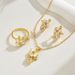 Fashion OL flower earring necklace set, niche inlaid zircon design, ring earrings, versatile accessories_ipsvogv.com