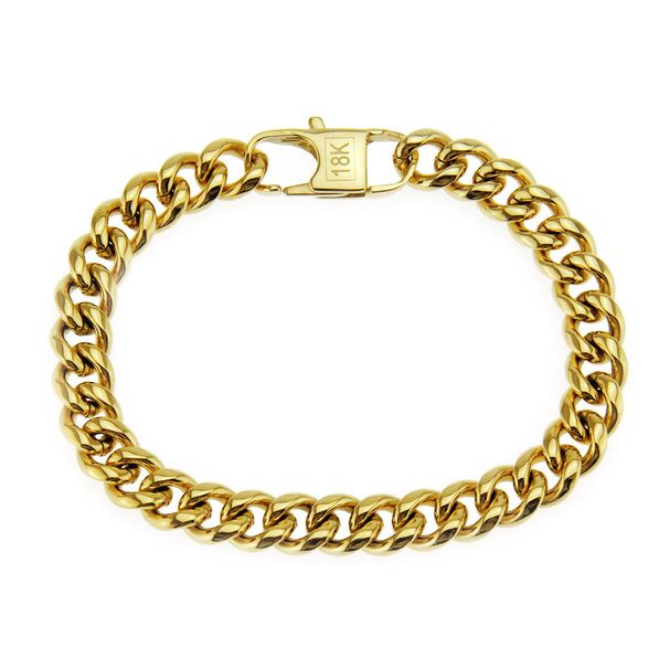 Hip hop Simple Smooth Cuban Chain Men's Fashion Trendy Street Bracelet 9mm Width_ipsvogv.com