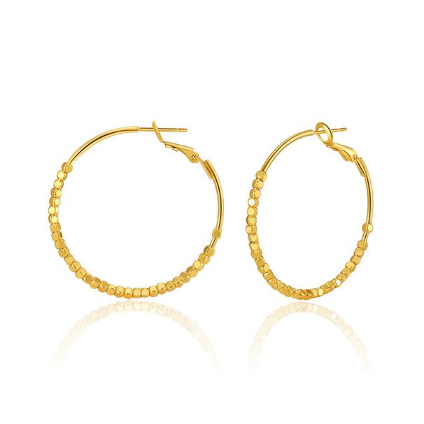 Brass plated with K real gold large circle personality earrings geometric square design metal texture fashion earrings_ipsvogv.com