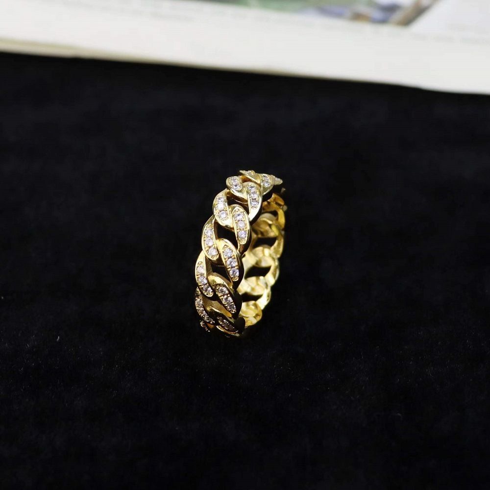 Hip Hop 8mm Full Diamond Zircon Cuban Tail Ring Street Personalized Trendy Men's And Women's Jewelry_ipsvogv.com
