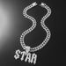 Domineering splicing diamond inlaid letter pendant necklace for men's trendy and cool hip-hop street dance accessories_ipsvogv.com