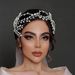 Rhinestone Headdress Bridal Wedding Dress Handmade Accessories Wedding Dance Party Wide Brim Headband_ipsvogv.com