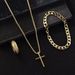 Hip hop Cuban chain cross necklace bracelet ring 3 piece set_ipsvogv.com