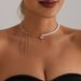 Delicate Texture Love Zircon Pendant Fringed Crystal Pearl Splicing Collarbone Chain I Necklace_ipsvogv.com