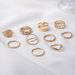 Beauty Avatar Gold Coin Geometric Pearl Ring With Hollow Cross 10 Piece Set_ipsvogv.com