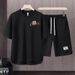 Men's Clothing 2024 Waffle Casual Summer Suit Men's Loose Teen Short sleeved T shirt Shorts Handsome Two piece Suit_ipsvogv.com