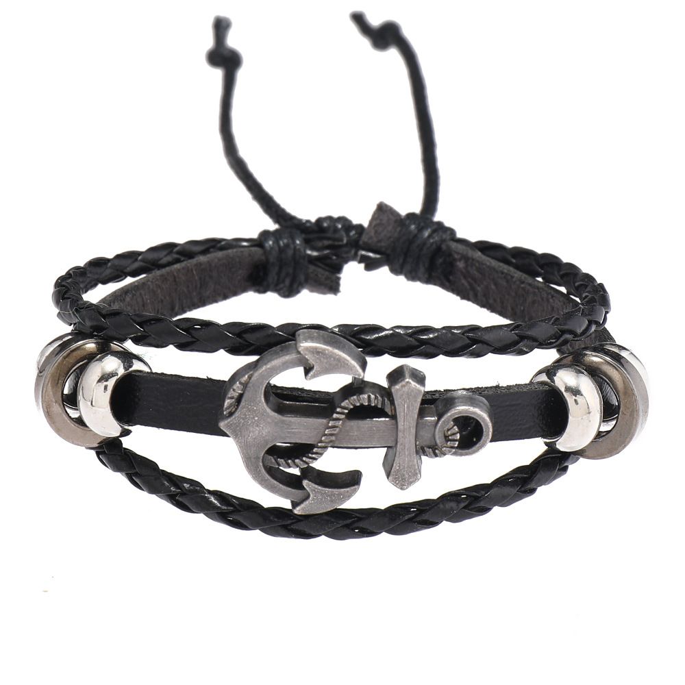 Multiple Sets Of Alloy Accessories Handwoven DIY Men's Simple Street Fashion Leather Bracelets_ipsvogv.com