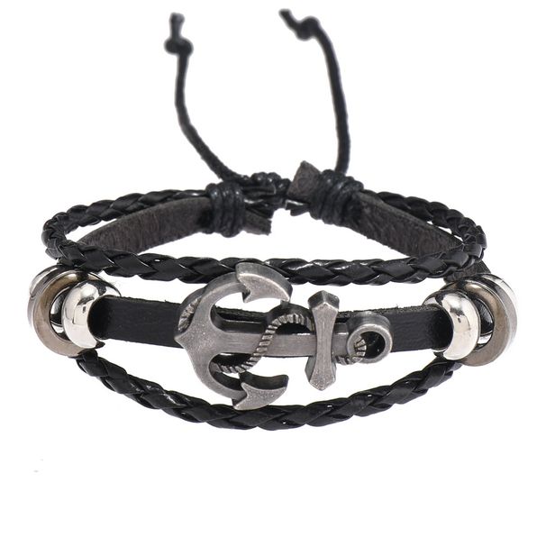 Multiple Sets Of Alloy Accessories Handwoven DIY Men's Simple Street Fashion Leather Bracelets_ipsvogv.com