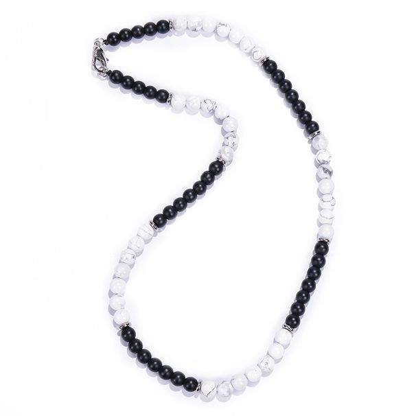 6mm Black Magnet Frosted Bead Necklace, Men's And Women's Natural Stone Couple Accessories_ipsvogv.com