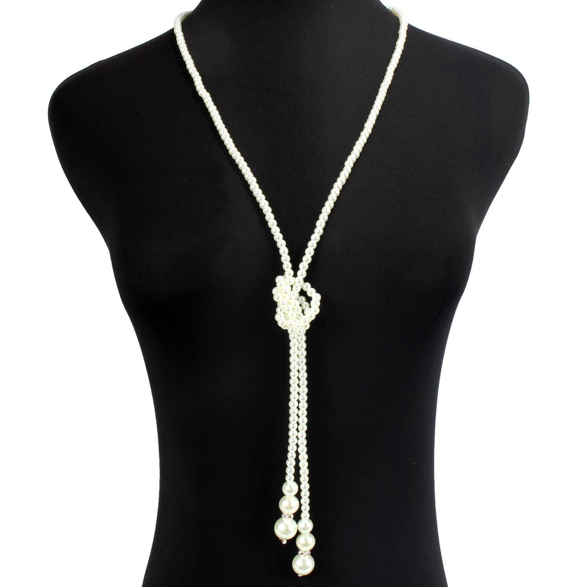 Multi layered pearl necklace 1920s banquet sweater chain pendant_ipsvogv.com