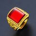 Brass Plated 999 Sand Gold Agate Open Jade Marrow Ring Men's Style_ipsvogv.com