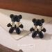 Ins Style New Bear Butterfly Earrings Light Luxury Advanced Black Sweet Gentle Temperament Earrings Inlaid Pearl Earrings_ipsvogv.com