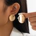 Jewelry simple metal geometric round smooth INS Feng Shui ripple irregular geometric earrings for women_ipsvogv.com