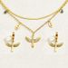 Personalized earring necklace set, niche inlaid zircon ear buckle double-layer design, long collarbone chain_ipsvogv.com