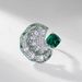 Light luxury fan shaped inlaid cultivated emerald ring S925 silver inlaid cultivated colored gemstone open ring exaggerated_ipsvogv.com