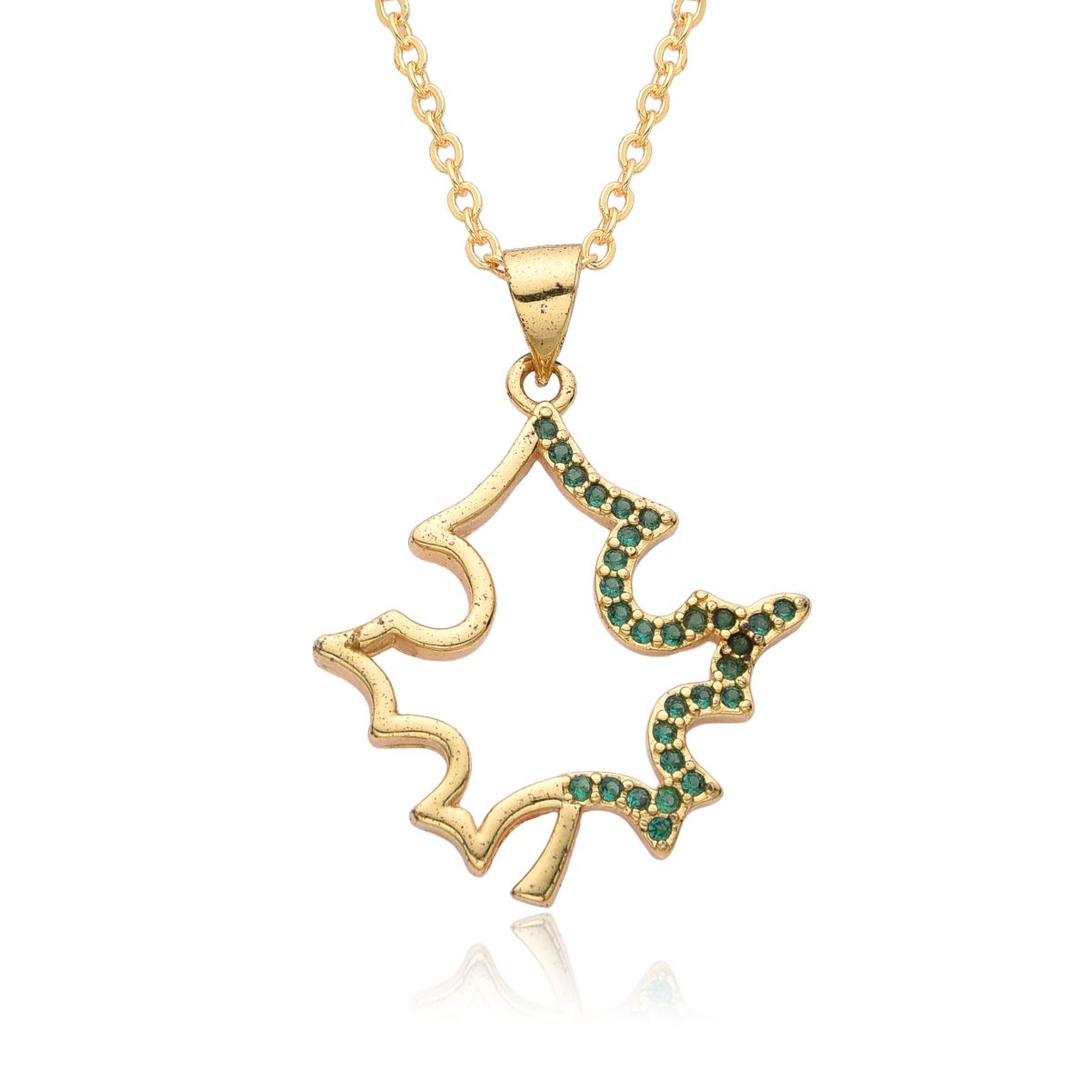 Korean Style Leaf Pendant Necklace - Micro Inlaid Zircon Round Necklace For Women, Simple & Versatile Summer Jewelry, INS Fashion Minimalist Design_ipsvogv.com