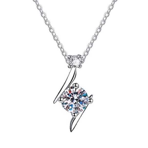 S Silver New S-shaped Lightning Mosonite Necklace for Women with Unique Design and Versatile Light Luxury Neckchain_ipsvogv.com