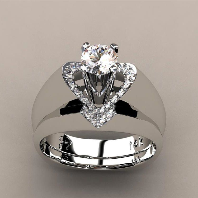 creative Heart-shaped Simulation For Women's Fashion Engagement Ring Set_ipsvogv.com
