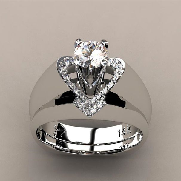 creative Heart-shaped Simulation For Women's Fashion Engagement Ring Set_ipsvogv.com