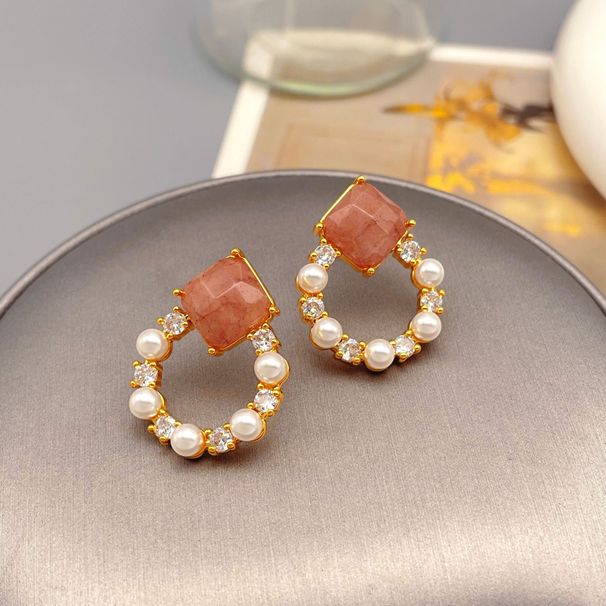 Qingdao Jewelry Korean Edition Love Zircon Natural Stone Pearl with High Quality and Personalized Fashion Earrings for_ipsvogv.com