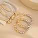 Fashion CCB Round Bead Minimally Ins Bow Pendant Stacked Bracelet_ipsvogv.com