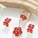 Women's Jewelry Set Three Piece Set Black Rose Earrings Necklace Bracelet Wedding Set_ipsvogv.com