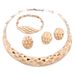 Women's Wedding Party Necklace Earrings Bracelet Ring High Quality Gold Color Italian Bridal Accessories Jewelry Set_ipsvogv.com