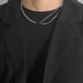 Fashionable Brand Men And Women Street Hip Hop Simple Personality Clavicle Chain Square Black Diamond Titanium Steel Splicing Double Layer Necklace_ipsvogv.com