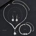 Claw Chain Sparkling Full Diamond Glass Water Drop Necklace Earrings Bracelet Three-Piece Set Bridal Wedding Jewelry_ipsvogv.com
