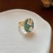 Enamel Colored Fashionable Artificial Pearl Flower Ring, Female Niche Design, Light Luxury, High-end Feeling, Open Mouth_ipsvogv.com