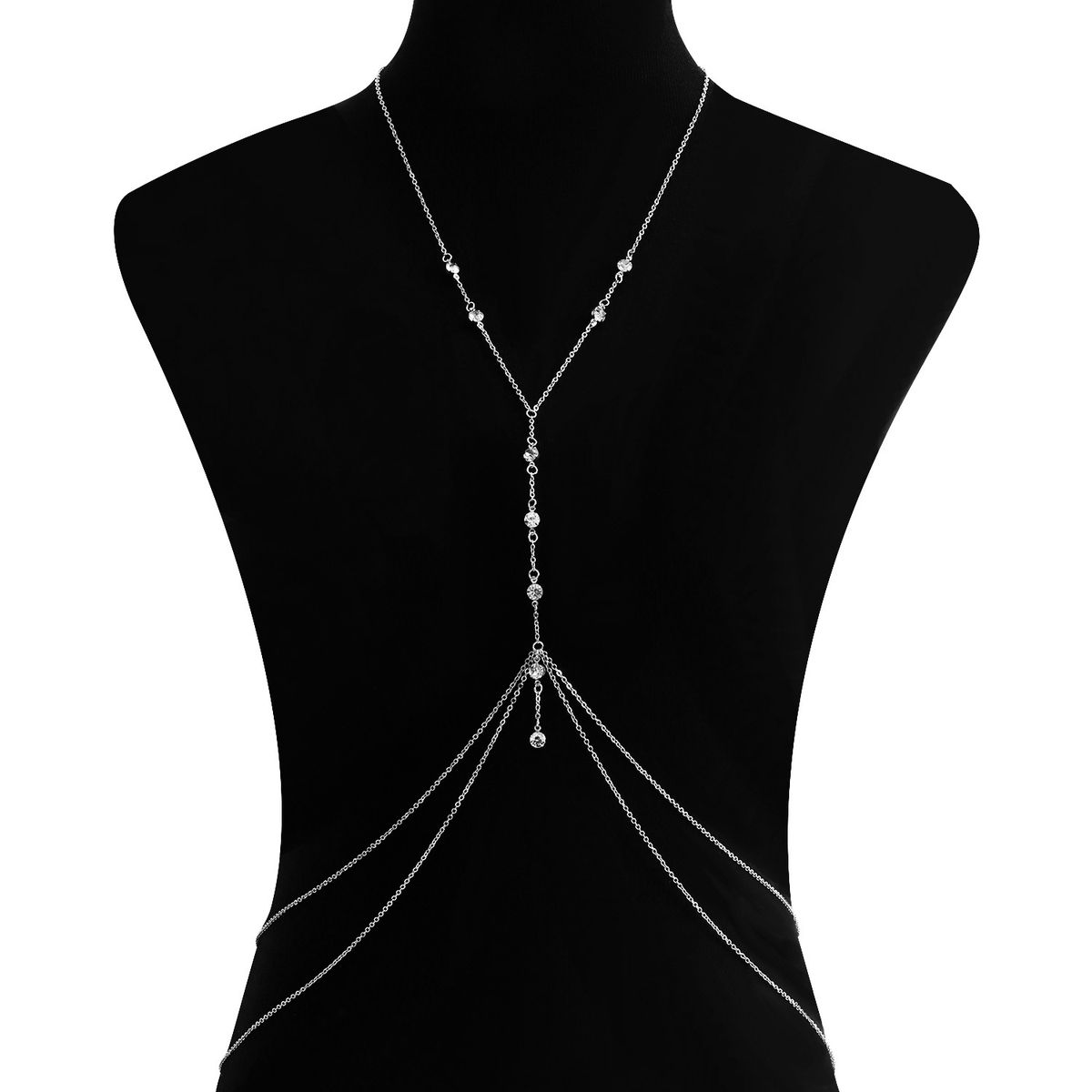 Sexy Bikini Bra Body Chain Crystal Mesh Cross Breast Chain Lingerie Necklace Accessories Nightclub Jewelry Adjustable for Women and Girls_ipsvogv.com
