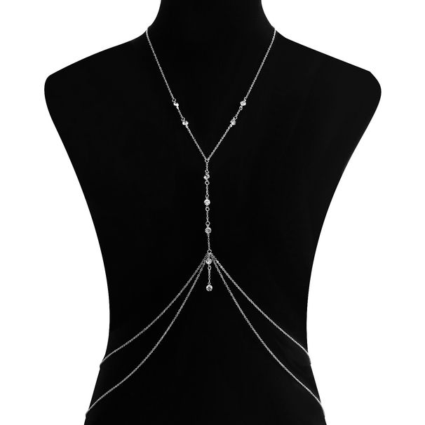 Sexy Bikini Bra Body Chain Crystal Mesh Cross Breast Chain Lingerie Necklace Accessories Nightclub Jewelry Adjustable for Women and Girls_ipsvogv.com