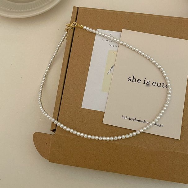 4-12MM Glass Pearl Necklace Texture Collar Chain Women's French Small Fragrance Versatile_ipsvogv.com