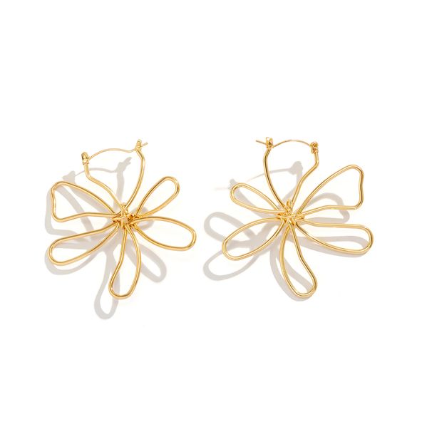 Simple Metal Winding Line Flower Stud Earrings, High-end Sense Niche Design Temperament Ins Wind Sweet Ear Jewelry Tide_ipsvogv.com