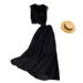 Women's fashion high-waisted lean pressed chiffon skirt two-piece set_ipsvogv.com