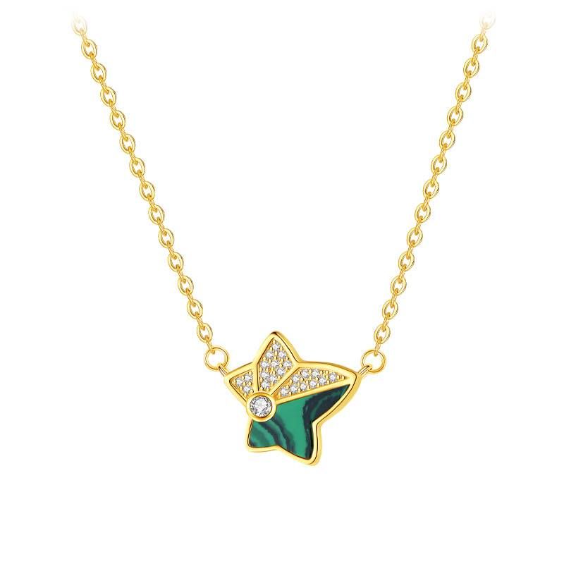 Light Luxury Ivy Malachite S925 Silver Pendant Necklace_ipsvogv.com