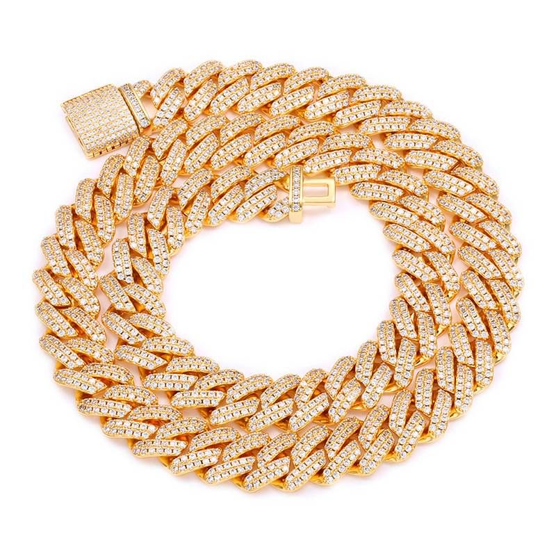 Men's Jewelry Hip Hop Bar Cuban Necklace Hiphop Copper Inlaid Zircon 14mm Trend Necklace_ipsvogv.com