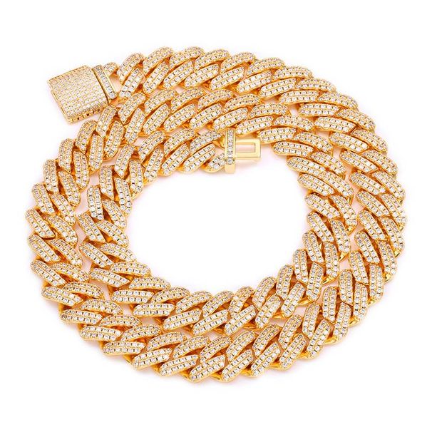 Men's Jewelry Hip Hop Bar Cuban Necklace Hiphop Copper Inlaid Zircon 14mm Trend Necklace_ipsvogv.com
