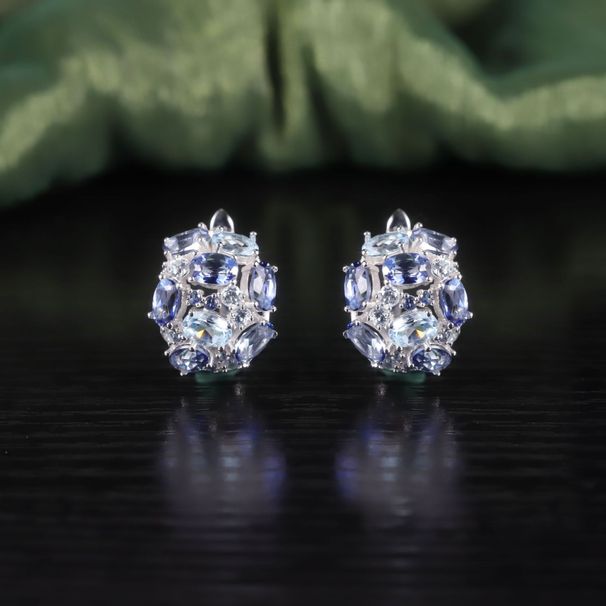 Niche Design S925 Sterling Silver Inlaid With Natural Topaz Crystal Earrings British Buckle Female Gemstone Earrings New_ipsvogv.com