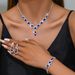 Fashion Pink Blue And Red Rhinestone Necklace Earrings Bracelet Set Hot Selling Full Diamond Three Piece Set_ipsvogv.com