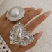 Ins Style Metal Pleated Three-dimensional Big Heart Fashionable Striking Pattern Geometric Circular Ring For Women_ipsvogv.com