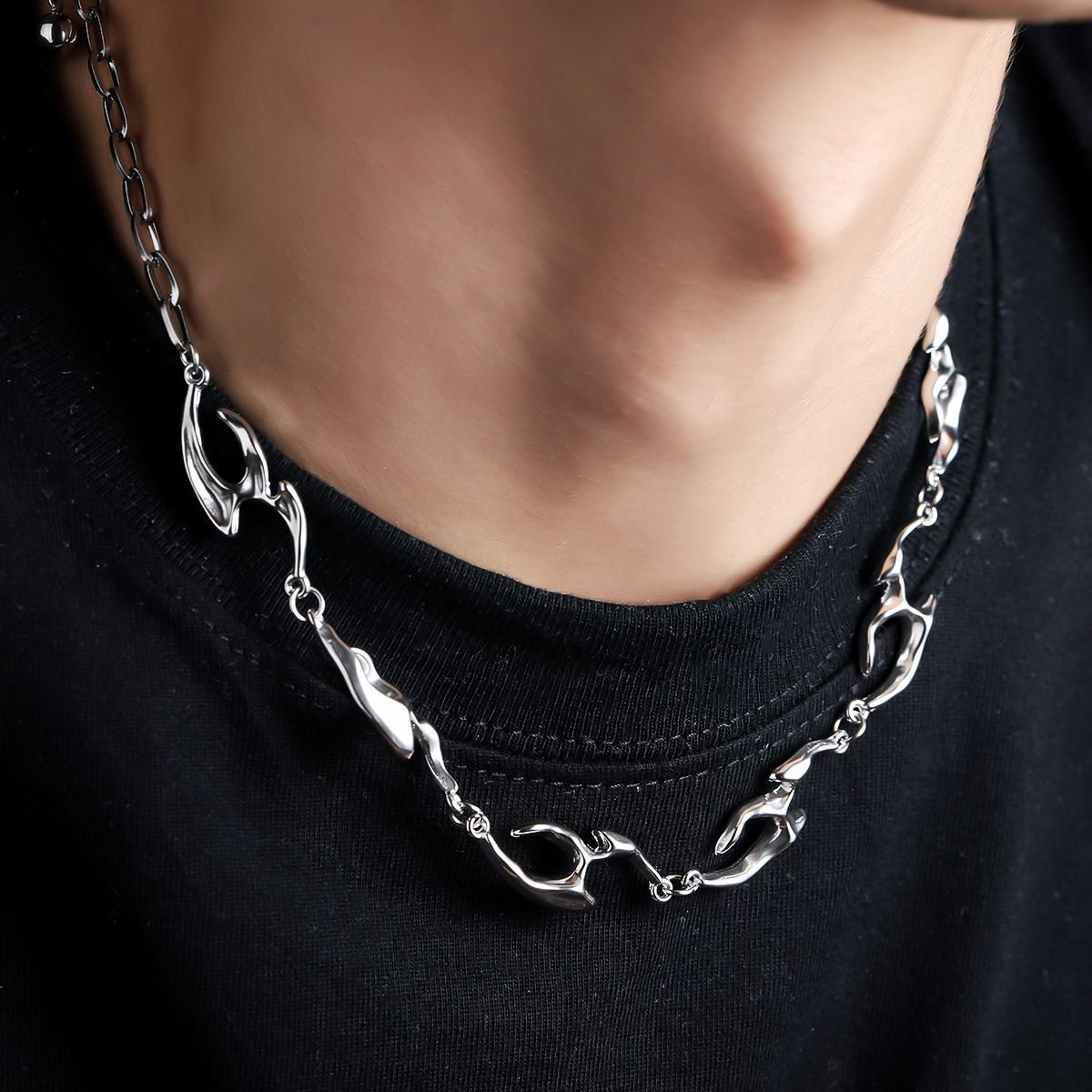 Necklace For Men, Irregular Titanium Steel, No Fading, High-end And Versatile Design, Hip-hop Summer Accessories,_ipsvogv.com