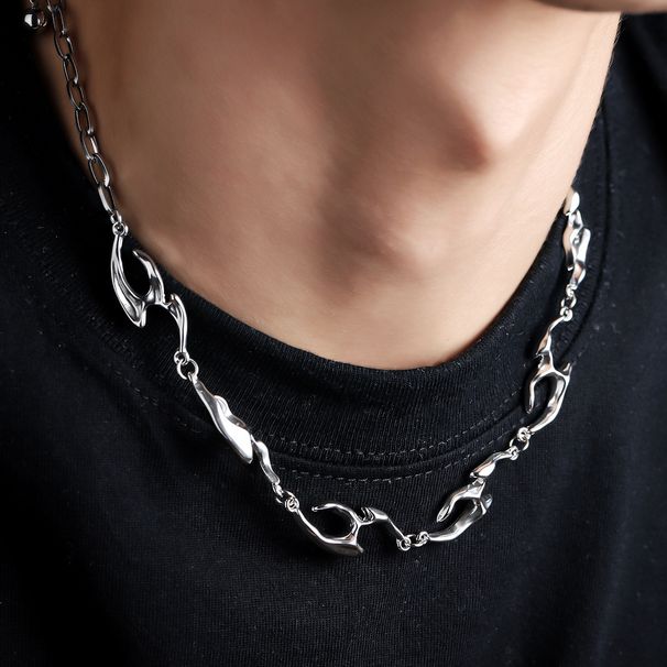 Necklace For Men, Irregular Titanium Steel, No Fading, High-end And Versatile Design, Hip-hop Summer Accessories,_ipsvogv.com