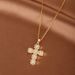 Classic Cross Pendant Titanium Steel Necklace Copper Micro Inlaid Zircon Jewelry Collarbone Chain_ipsvogv.com