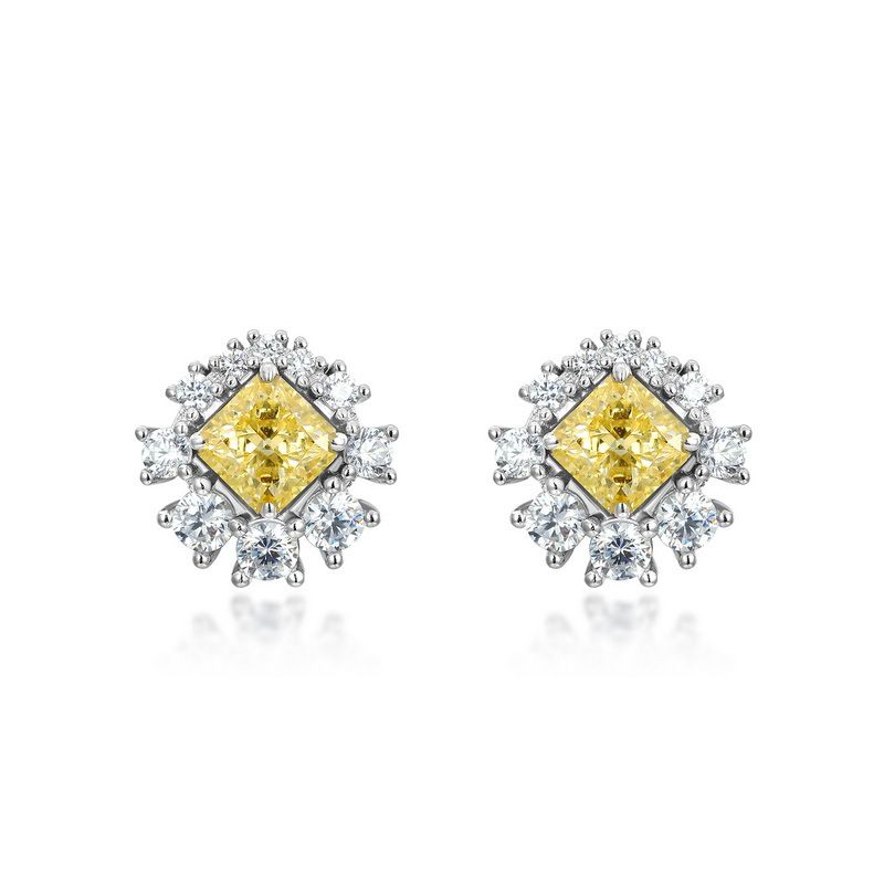 Summer S925 Silver Ice Flower Cut High Carbon Diamond Earrings For Women With Full Inlaid Colored Gemstones Fashionable Earrings Detachable_ipsvogv.com